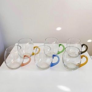 Hand blown glass cups with a colored stem 🍭